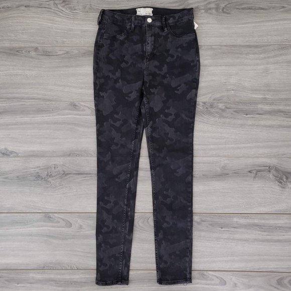 Free People High Waist Camo Denim Skinny Jeans Black Size 28 Regular - Picture 9 of 16